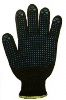 Перчатки рабочие хб 6 нитей 7 класс с ПВХ Точка ЛЮКС черные 47тч.